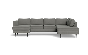 Houston sofa med chaiselong og open end VF - Jump fløjl Grey - STÆRK PRIS